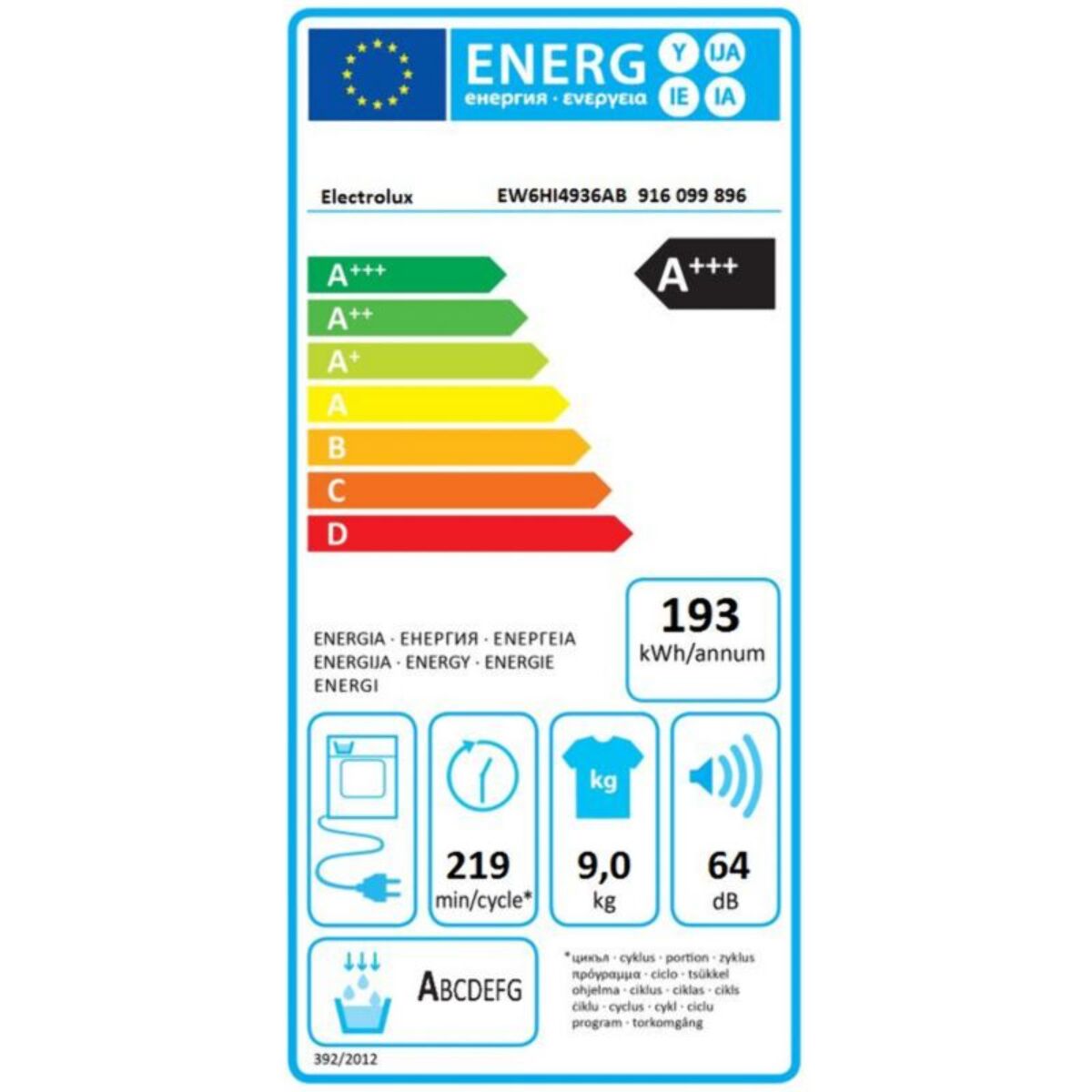 Sèche linge pompe à chaleur ELECTROLUX EW6HI4936AB