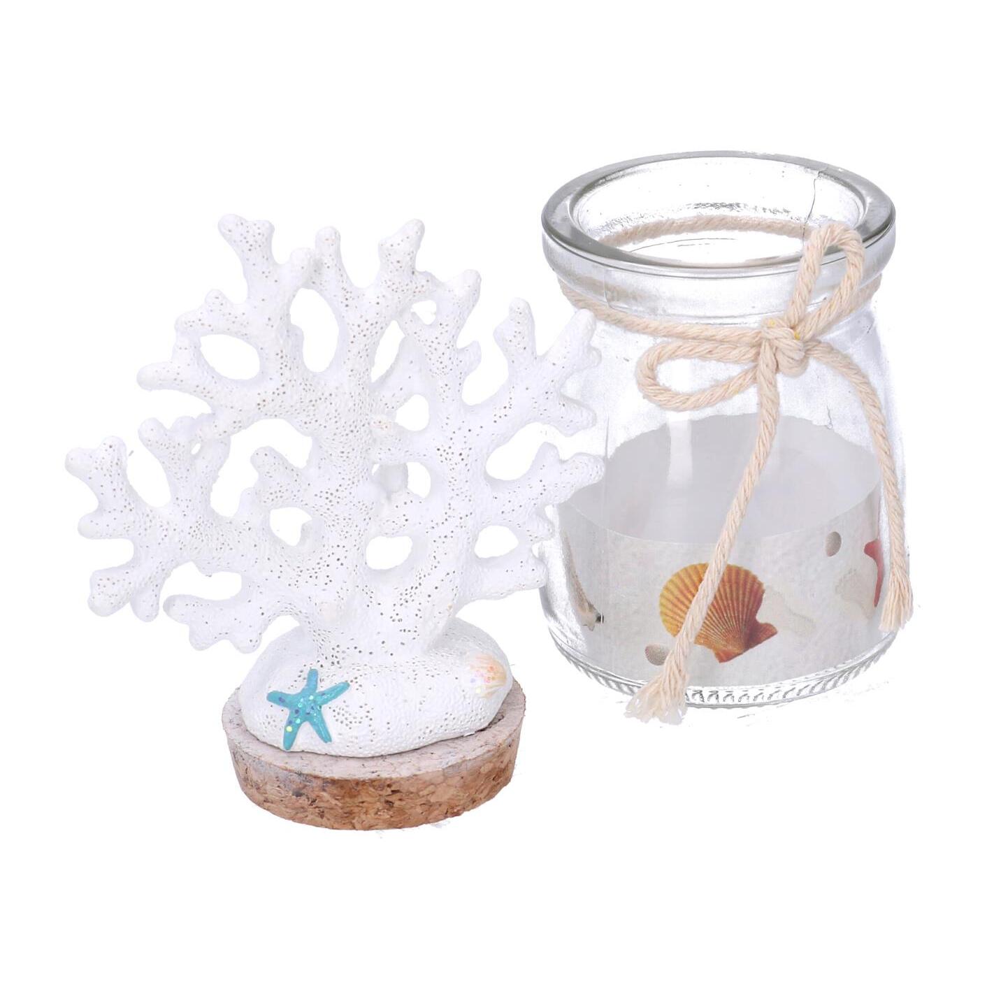 Barattolo in vetro mare corallo bianco tondo cmø5h15