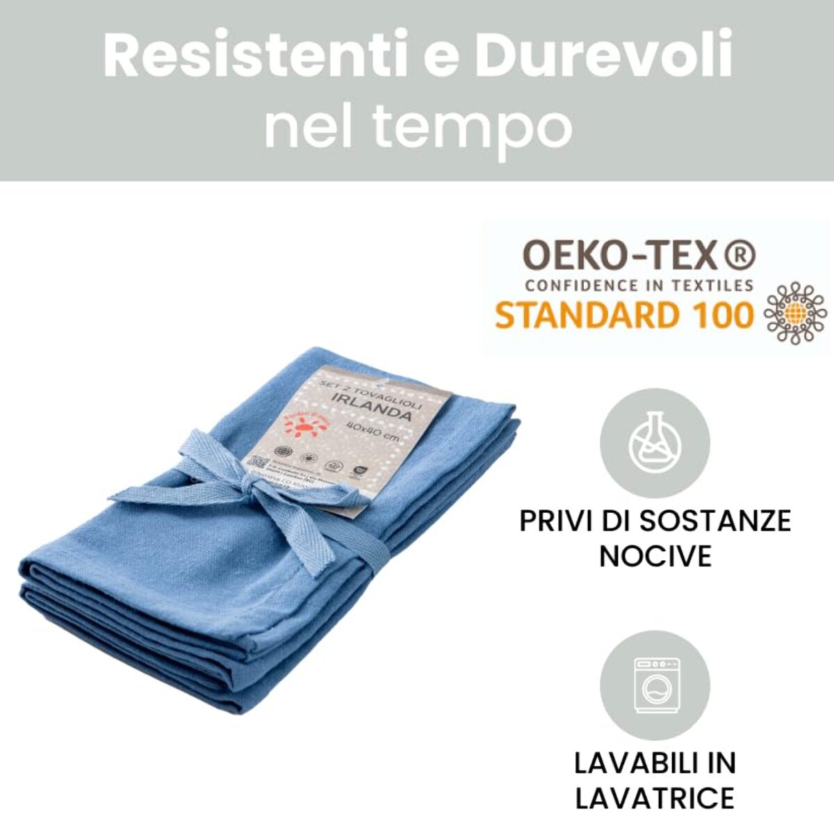 Intrecci – Set 6 tovaglioli in puro cotone 40x40 cm