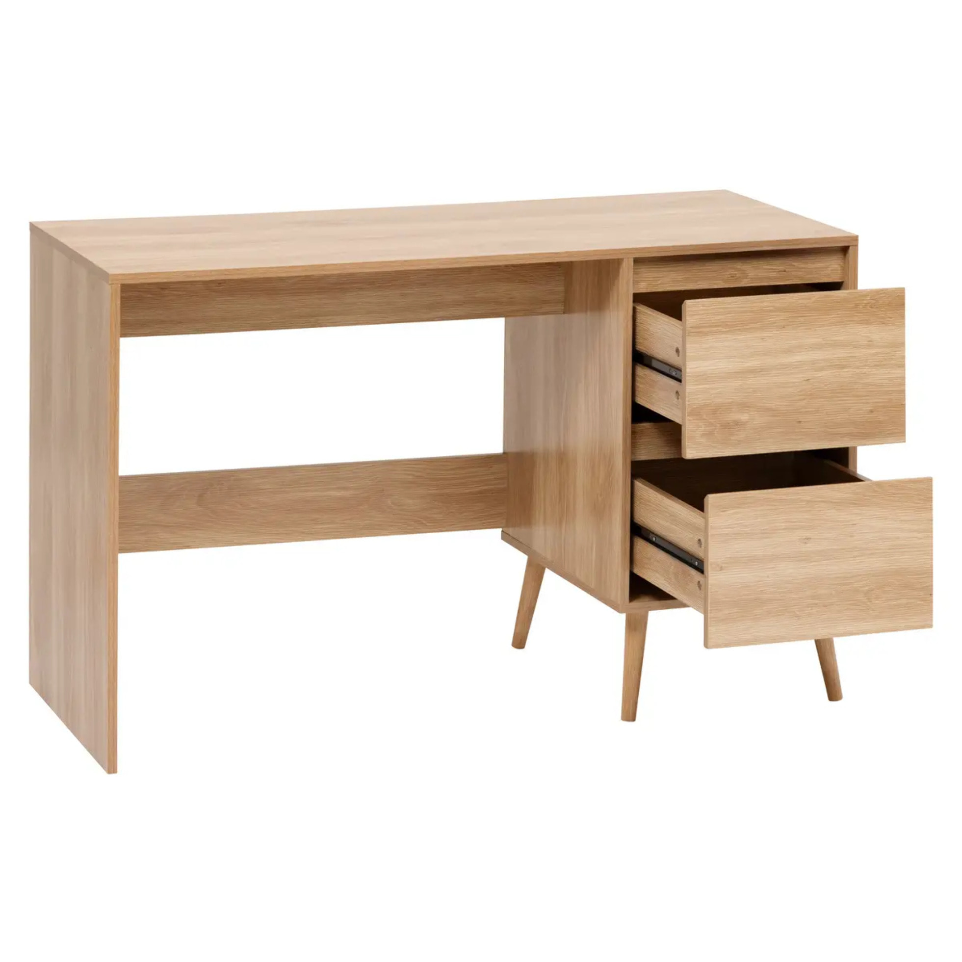 Bureau 2 tiroirs Abana bois clair