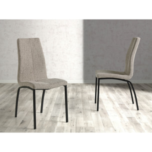 Set de 4 sillas – Tela jaspeada marrón con patas negras