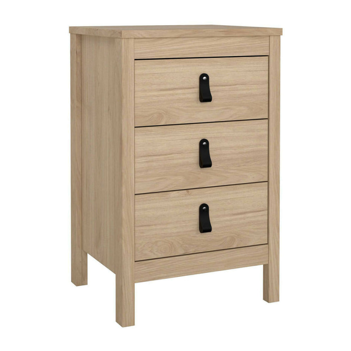 Comodino Lombardia, Comò basso, Tavolino da notte, Mensola da letto, 44x38 h70 cm, Rovere