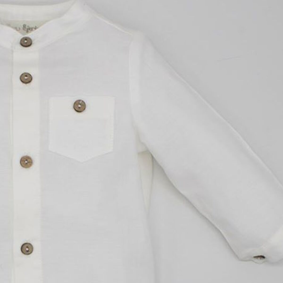 CAMISA VIELLA CUELLO MAO CON BOLSILLO CRUDA