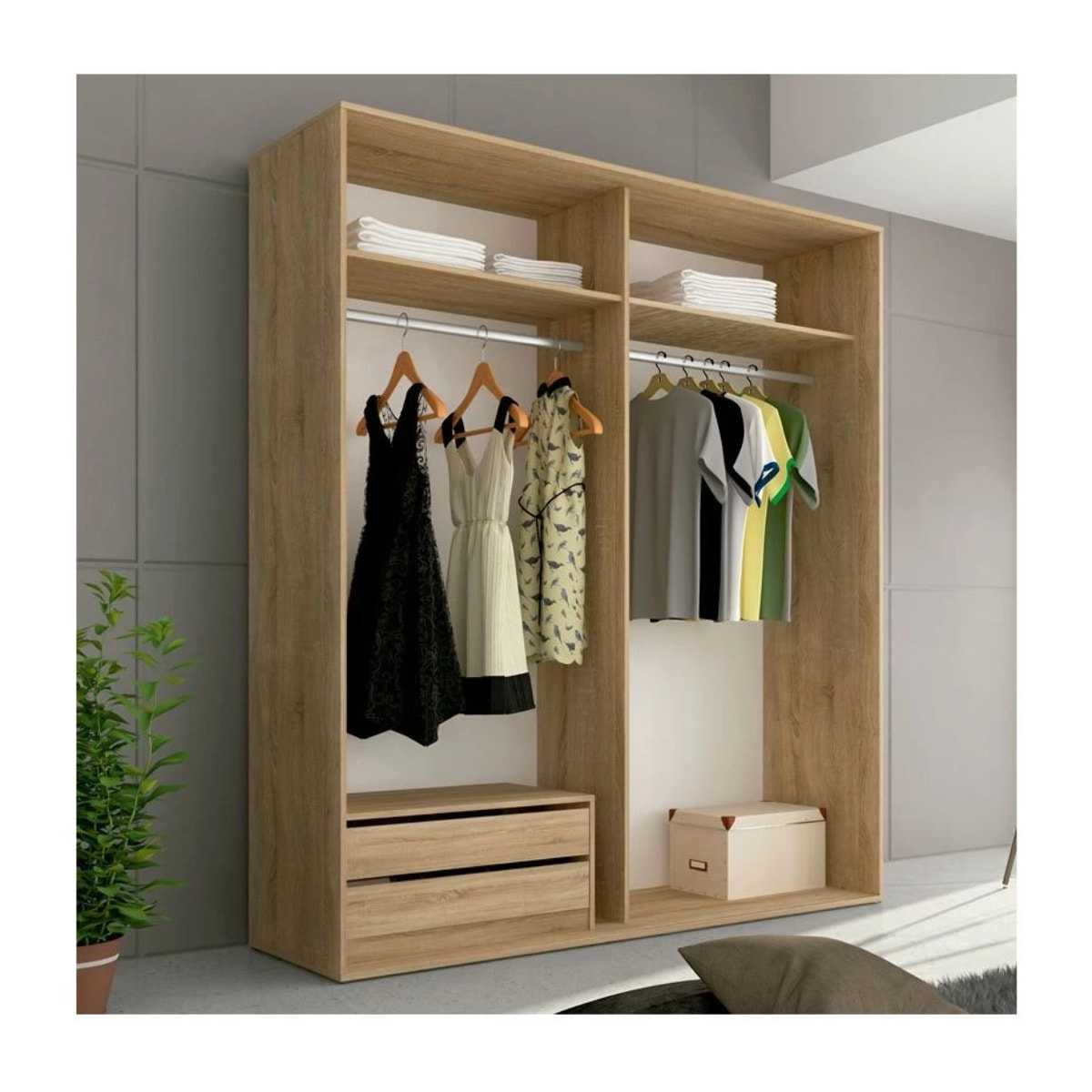 Armario de puertas correderas y gran capacidad en cambria y blanco 180x207,6 cm Uniq Cambria - Blanco