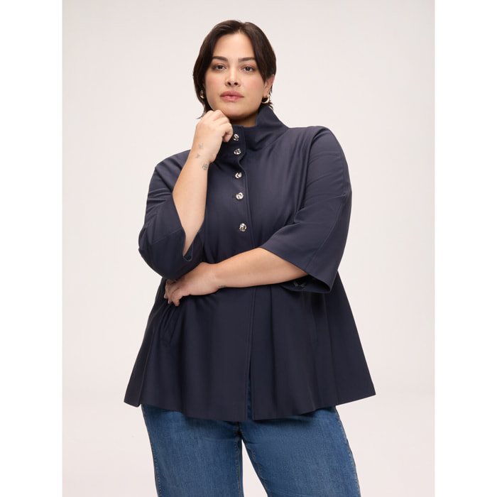 Fiorella Rubino - Giacca in Punto Milano con collo alto - Blu