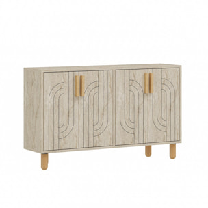 EMILE Buffet à 4 portes effet travertin nervuré 120x73cm