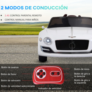 Coche Eléctrico para Niños con Mando a Distancia MP3 Blanco