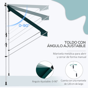 Toldo Balcón Altura Ajustable De Aluminio 2x1.5m Verde