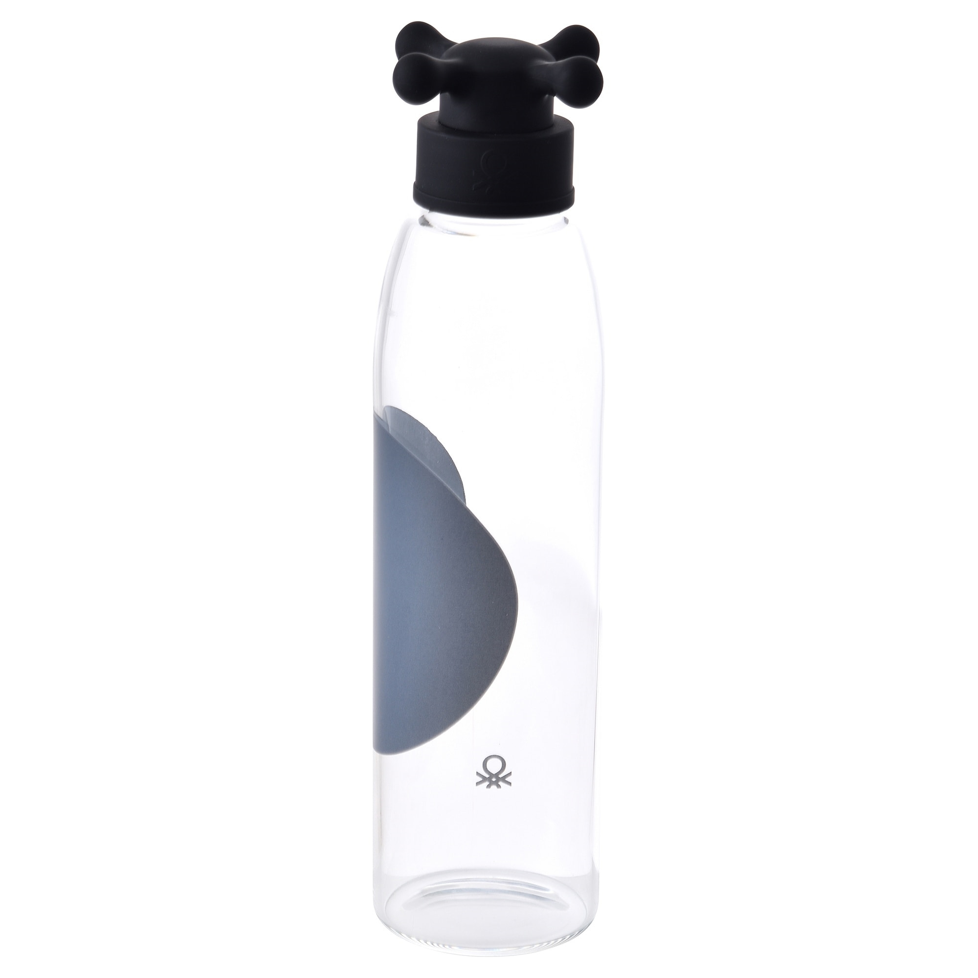 Botella de agua 500ml borosilicato tapa negro de grifo black & white be