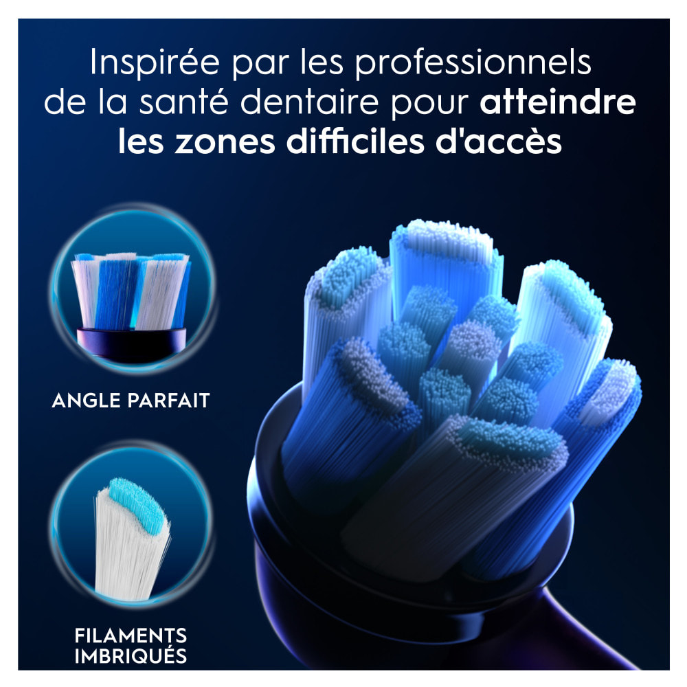 Oral-B Série iO Ultimate Clean Noir, Brossettes rondes Authentiques, Brins CrissCross, Élimination de la plaque dentaire, 6
