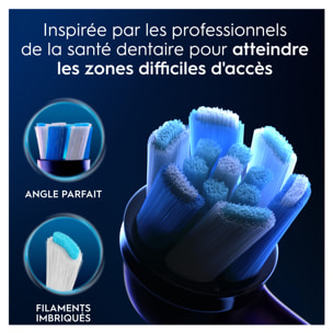 Oral-B Série iO Ultimate Clean Noir, Brossettes rondes Authentiques, Brins CrissCross, Élimination de la plaque dentaire, 6