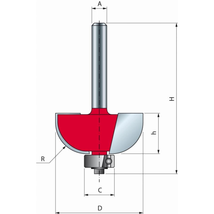 Mèche pour arrondi concave FREUD - Ø19 H12,7/54,2 Q8 Z2 - F03FR01695 -30-10008P