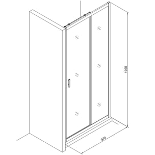 Tex Set complet Porte de douche coulissante verre transparent Easy Clean, glissières silencieuses 100x195cm