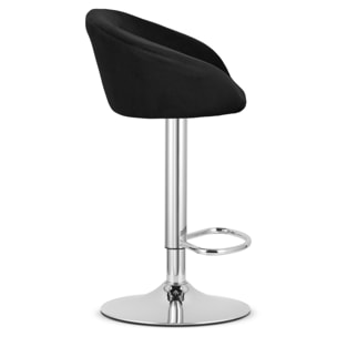 Sgabello da bar East in velluto nero con base cromata