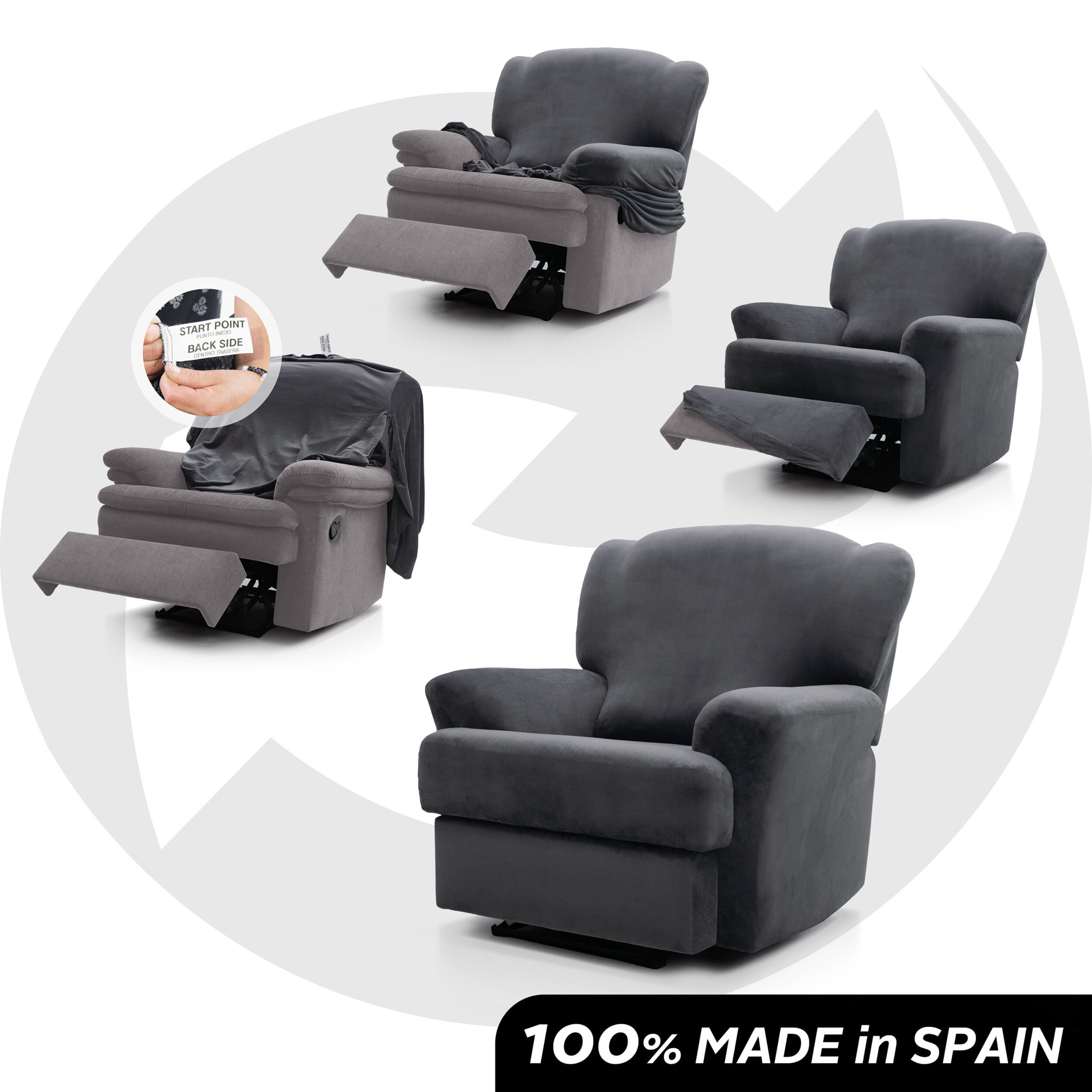 Funda TERCIOPELO ANTIMANCHAS Multi elástica para RELAX modelo VERONICA