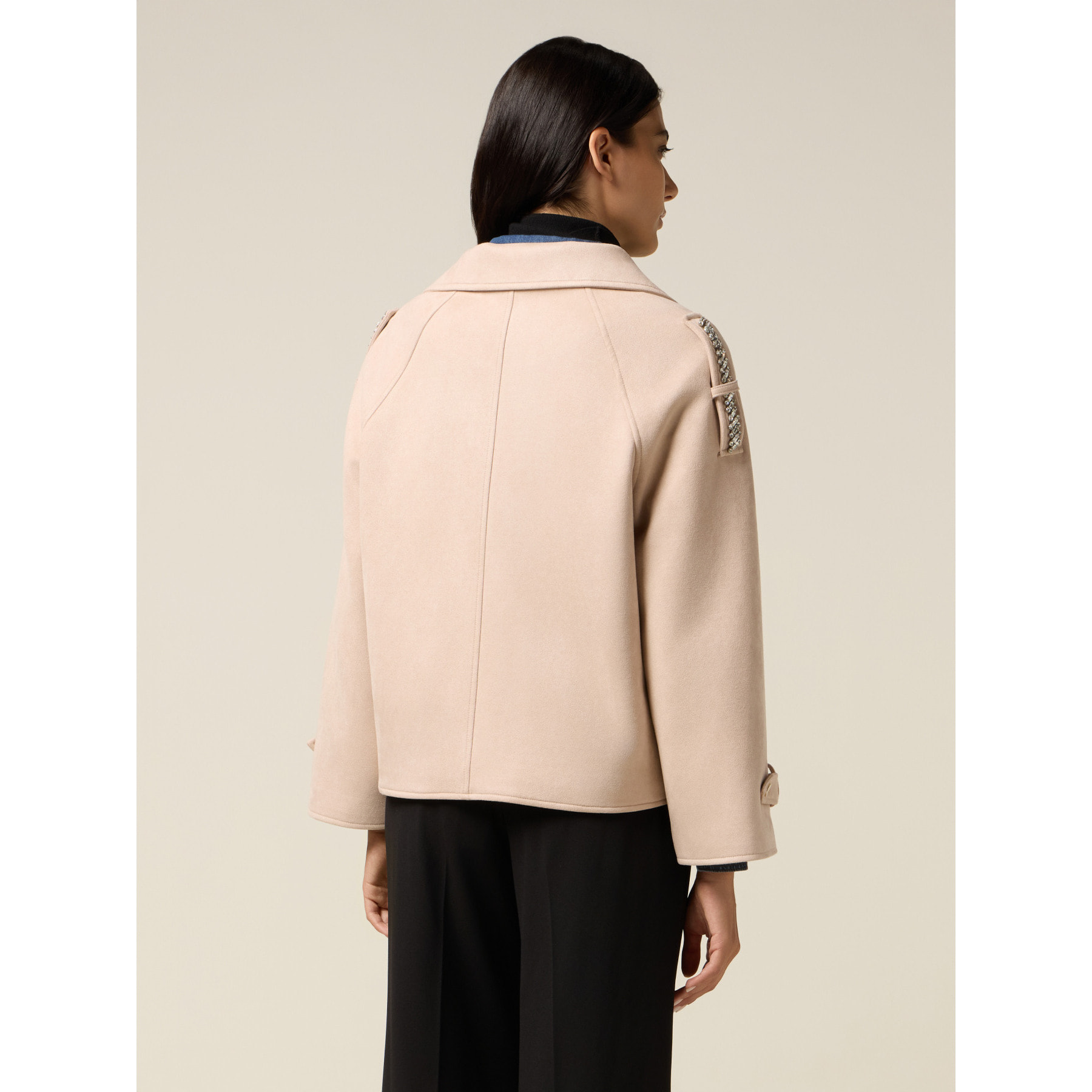 Oltre - Chaqueta corta con cremallera asimétrica - Beige