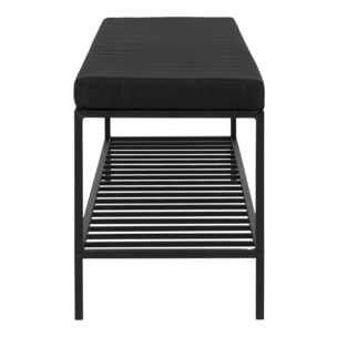 Panchina Vita nera con cuscino e ripiano, gambe nere, 100 cm