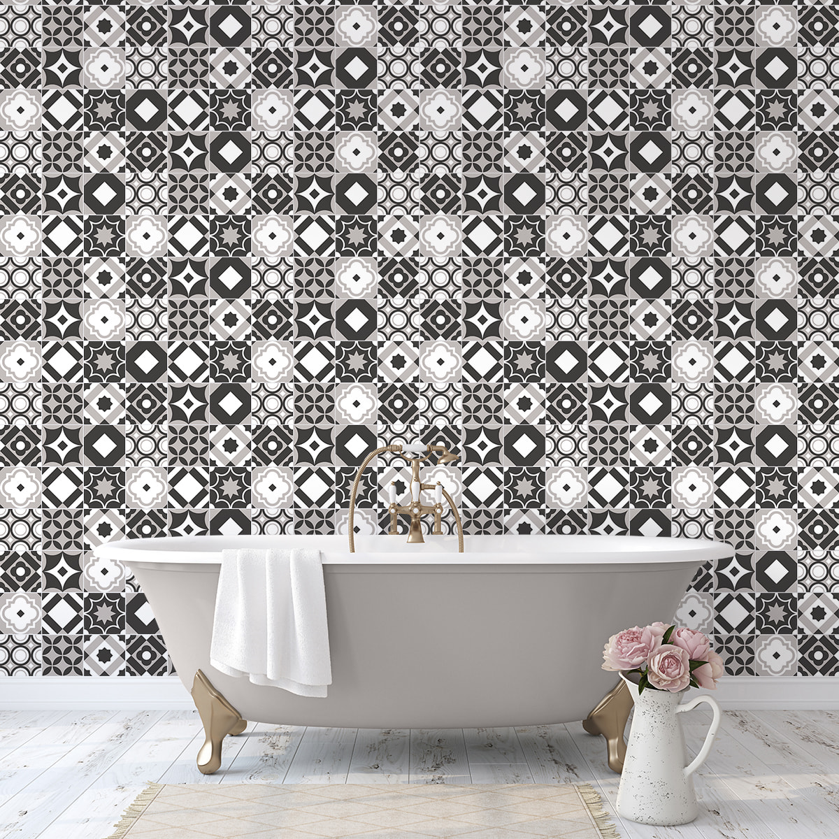 Stickers muraux - Sticker Mural Carrelage adhésif Cuisine Salle de Bain - 60 STICKERS CARRELAGES AZULEJOS RAYMONDA