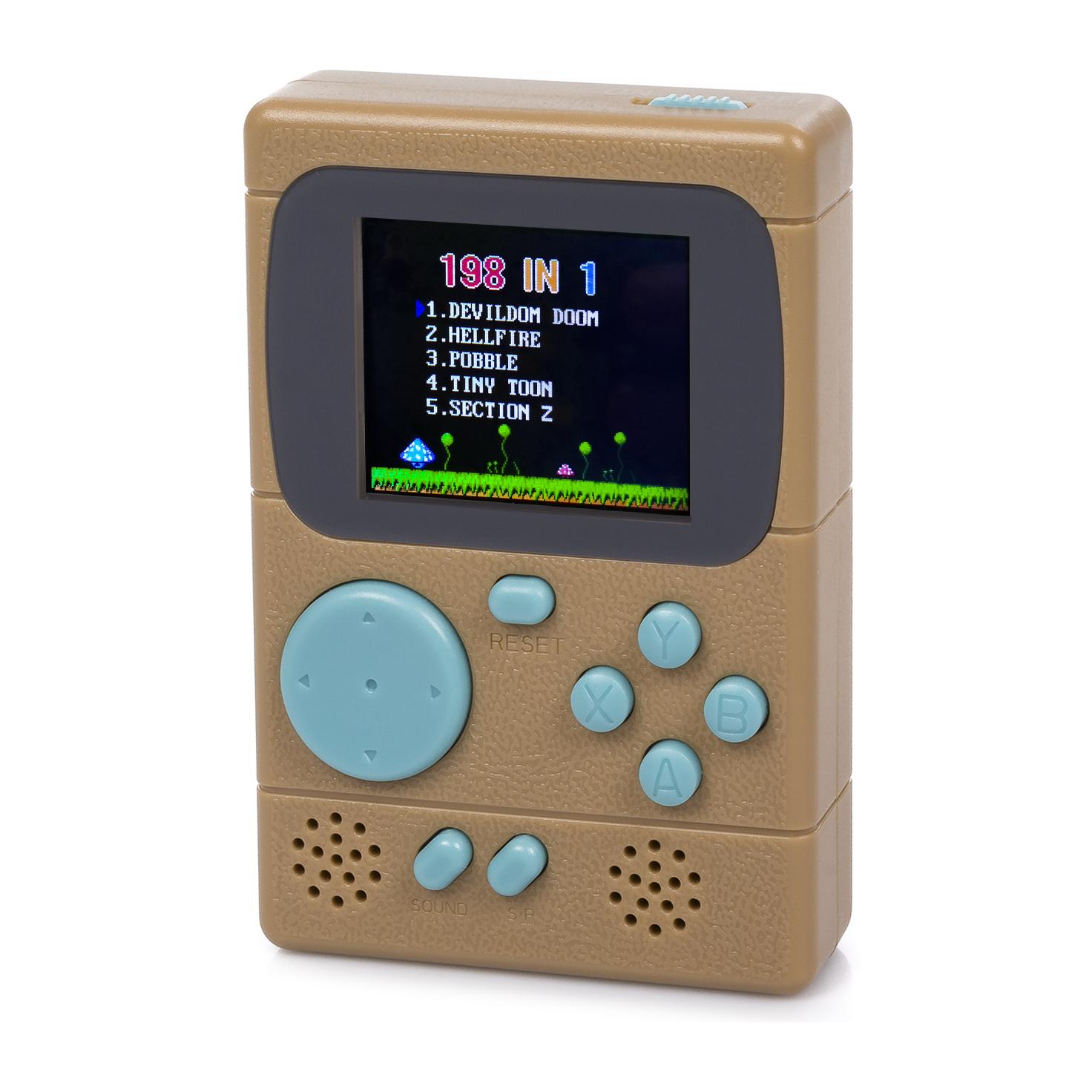 Mini console portatile Retro Pocket Player con 198 giochi a 8 bit, schermo da 2 pollici.