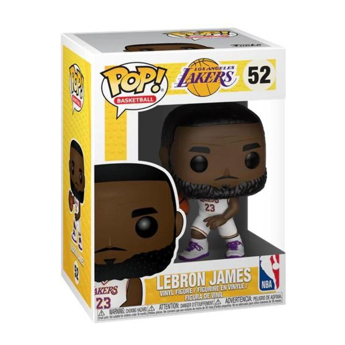 NBA Miami Lakers Pop! Basketball Figure in Vinile Lebron James in Uniforme Bianca 9 Cm