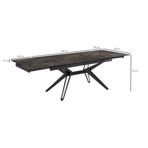 Table extensible en céramique finition iron L160/240cm - 9 piètements - UNIK