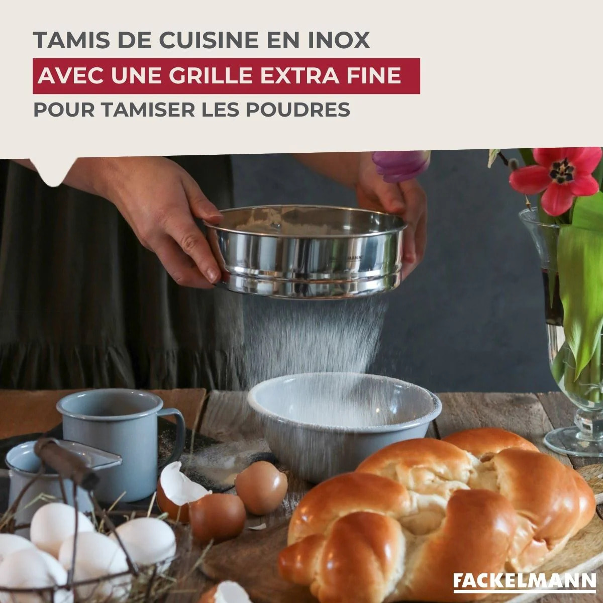 Tamis de cuisine inox extra fin 18 cm de diamètre Fackelmann Basic