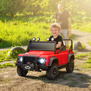 Coche Eléctrico para Niños con Licencia Land Rover 12V Coche de Batería para Niños con Control Remoto Sistema de Suspensión USB MP3 Velocidad Ajustable Faros Rojo