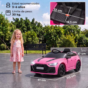 AIYAPLAY Coche Eléctrico para Niños Audi RS 6 Avant GT Coche de Batería 12V con Mando a Distancia 2,4 G Motor Doble Arranque Progresivo Suspensión MP3 Bocina y Faros LED 3-6 Años 3–5 km/h Rosa