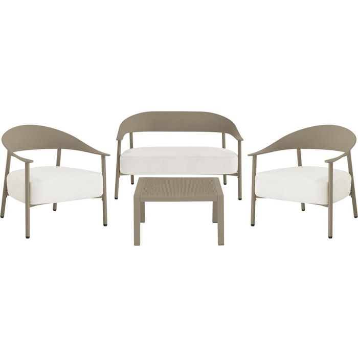 Salon de jardin en métal et plastique "Céora" - 4 places - Taupe