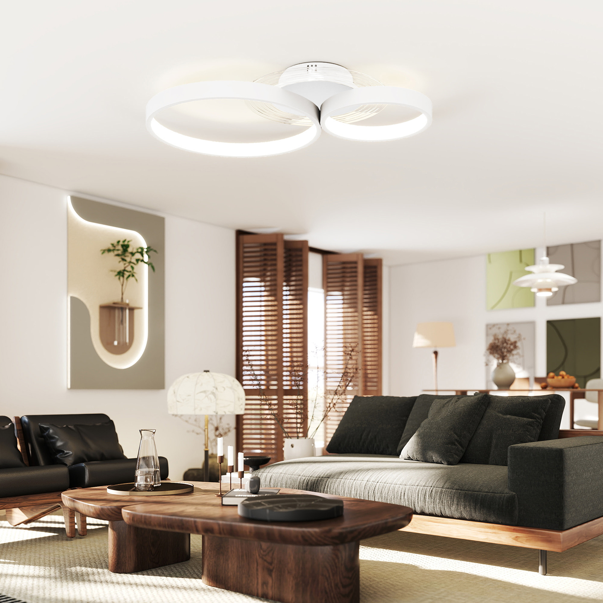 Lámpara de Techo LED 40W Plafón LED Techo Moderno 3000 K/4000 K/6500 K para Dormitorio Salón Cocina Comedor Blanco