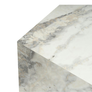 Table basse cube effet marbre blanc - style design (2 pièces) MARFA