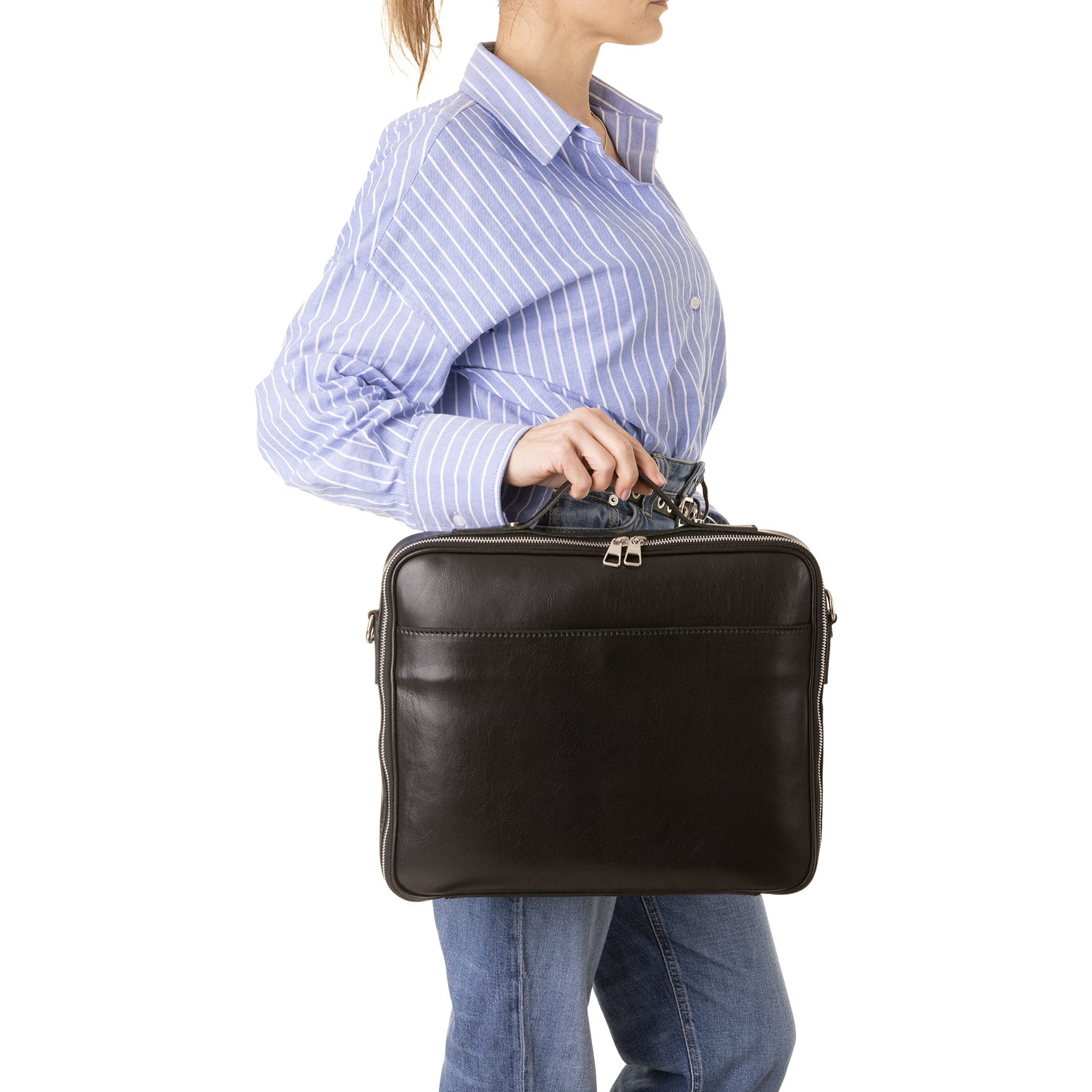 Borsa a mano  unisex In Vera pelle Made in Italy 38x32x6 cm