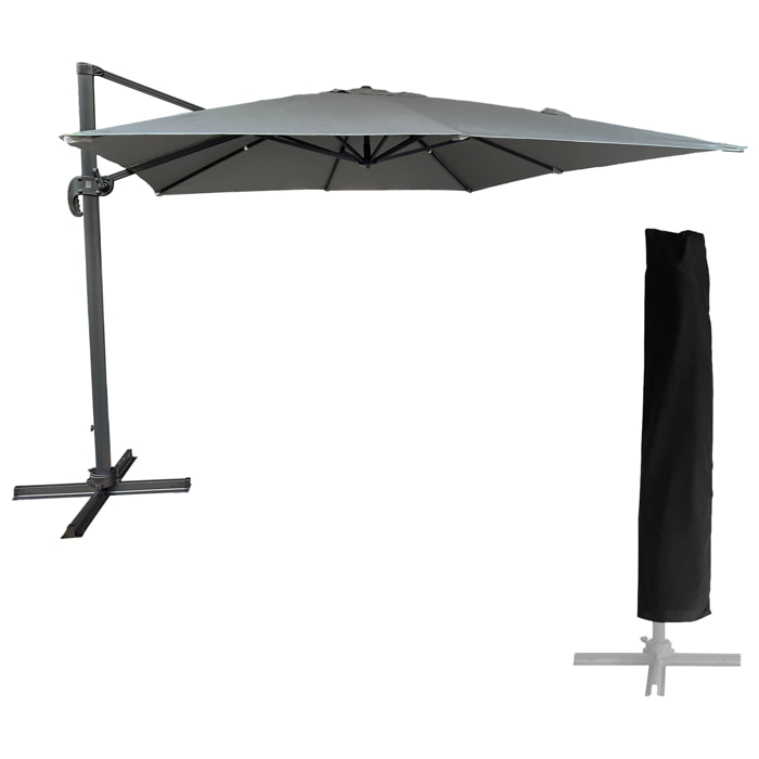Parasol déporté MOLOKAI carré avec housse - Gris