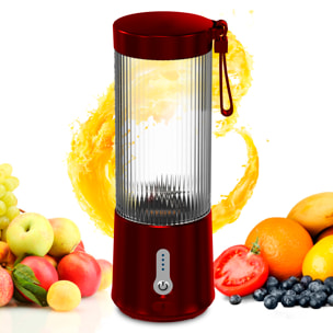 Batidora portátil A8 de 450 ml con 6 cuchillas de acero inoxidable y pantalla de nivel de batería. Batería recargable de 4000mAh, ideal para preparar batidos y zumos de forma rápida en cualquier lugar