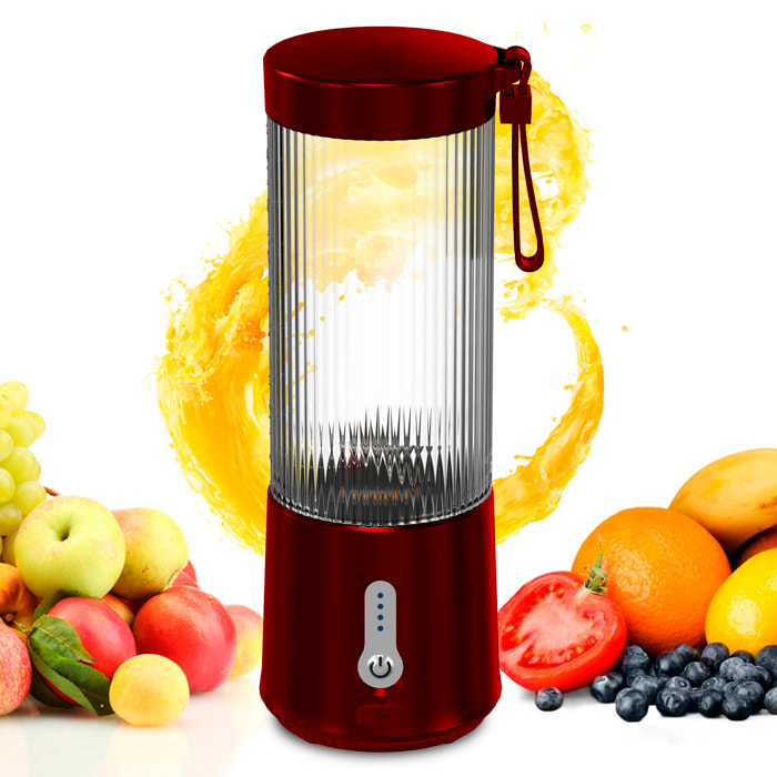 Batidora portátil A8 de 450 ml con 6 cuchillas de acero inoxidable y pantalla de nivel de batería. Batería recargable de 4000mAh, ideal para preparar batidos y zumos de forma rápida en cualquier lugar