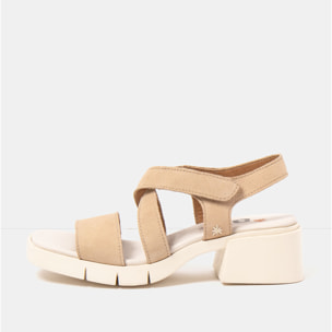 Sandalias con tacón 2062 NOBUCK CREAM-PORCELANA / VARSOVIA color Cream-porcelana