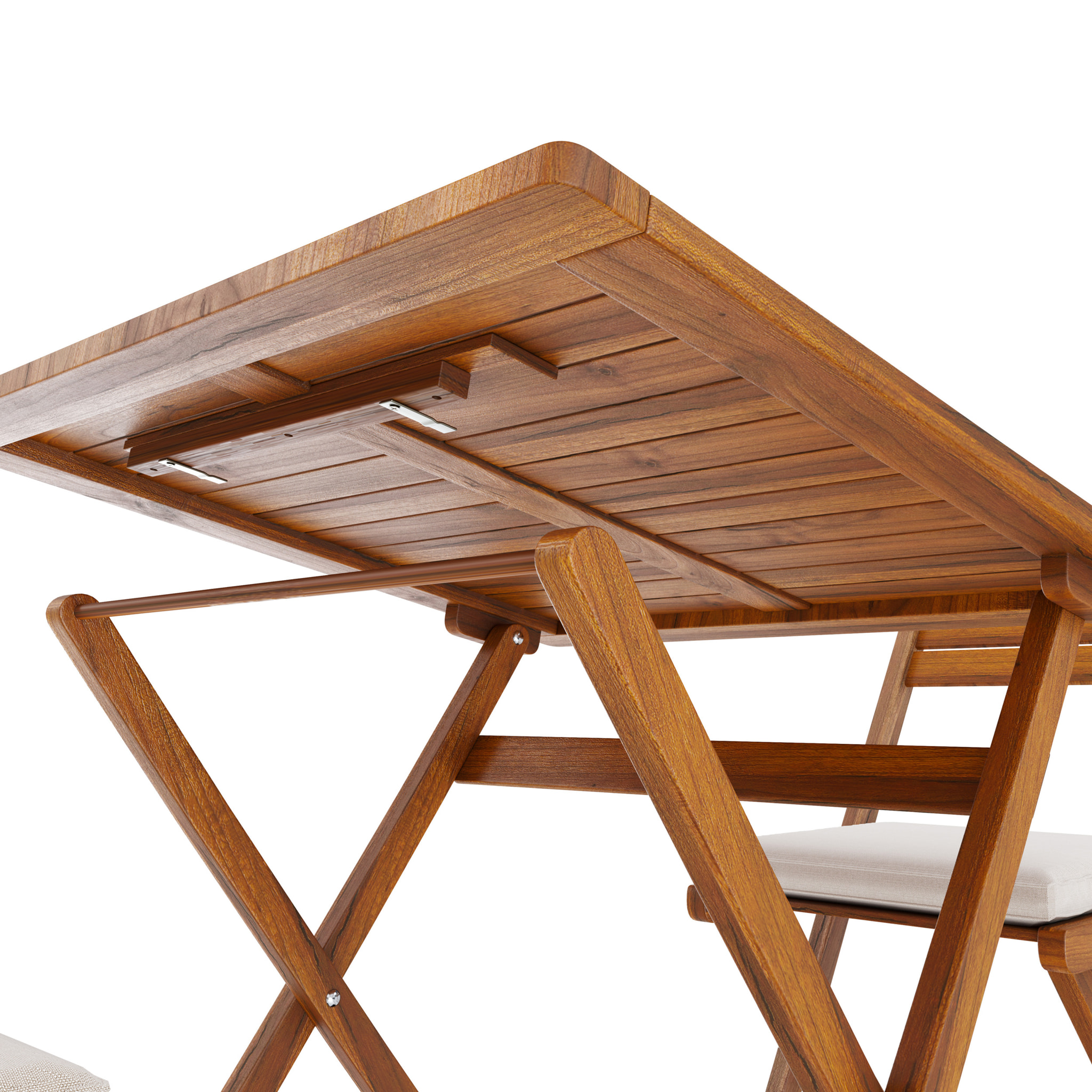 Set Tavolino E 2 Sedie Bistrot In Legno Acacia Pieghevole Portatile Facile Da Chiudere Comodo Trasporto Tavolo Quadrato Esterno Giardino 74x70x70 Cm