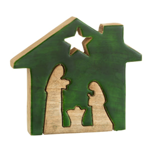 J-Line décoration Crèche Maison - bois - vert/naturel - large