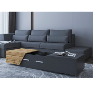 Pitt - table basse - 124 cm - style industriel - Bois / Gris