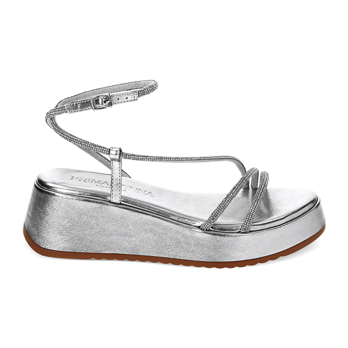 Zeppe argento in laminato con pietre