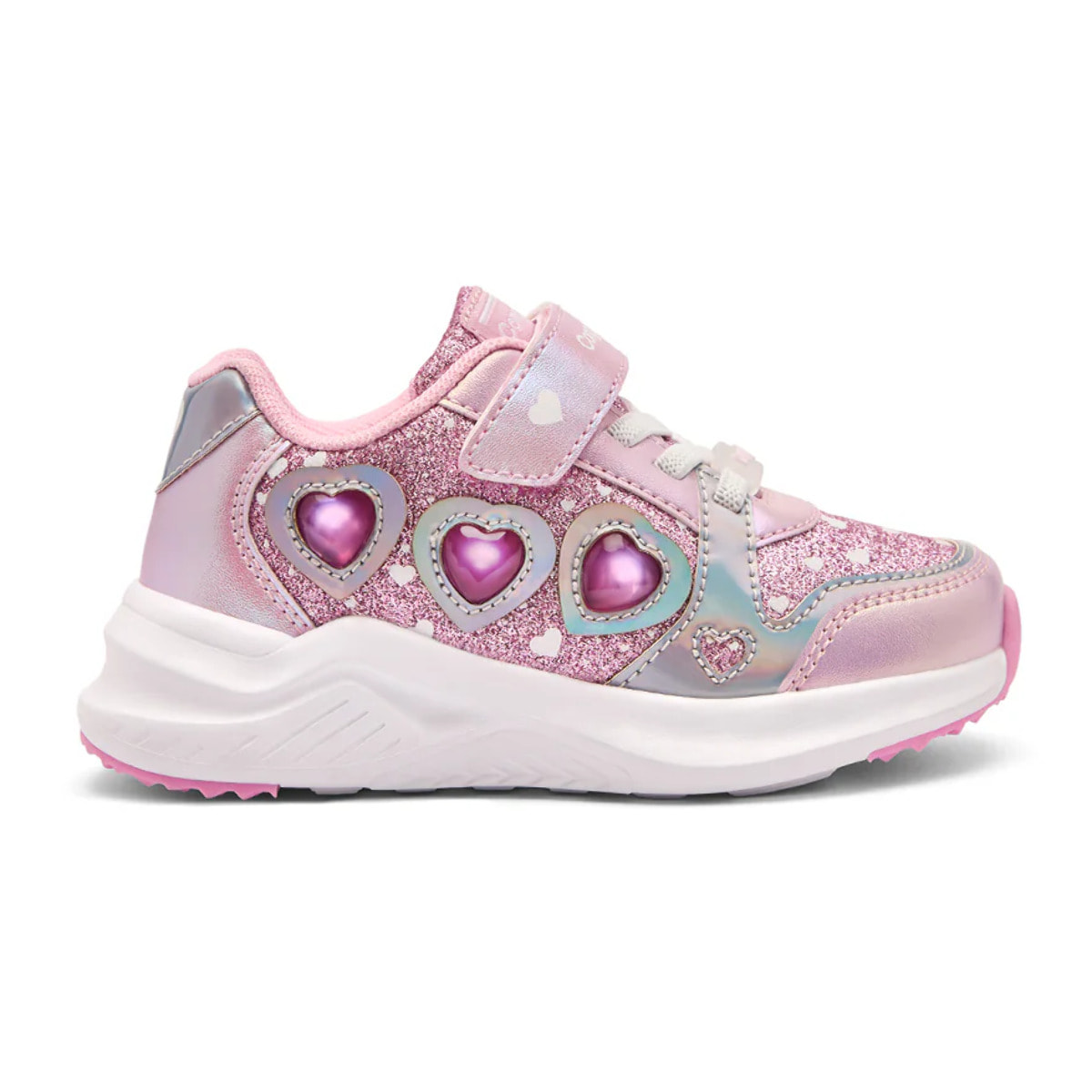 Sneakers luminose da bambina con stampa a cuore