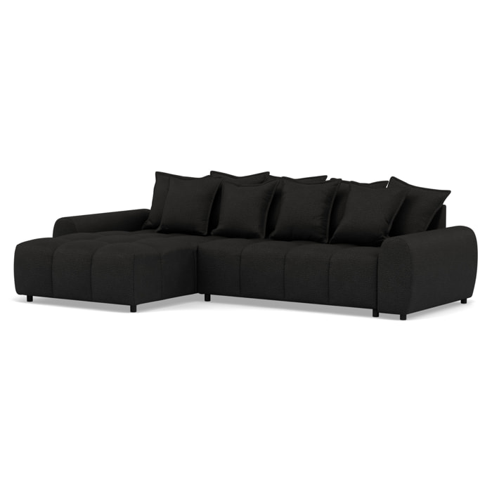 Adelaide - canapé d'angle réversible 4 places en tissu texturé - Noir