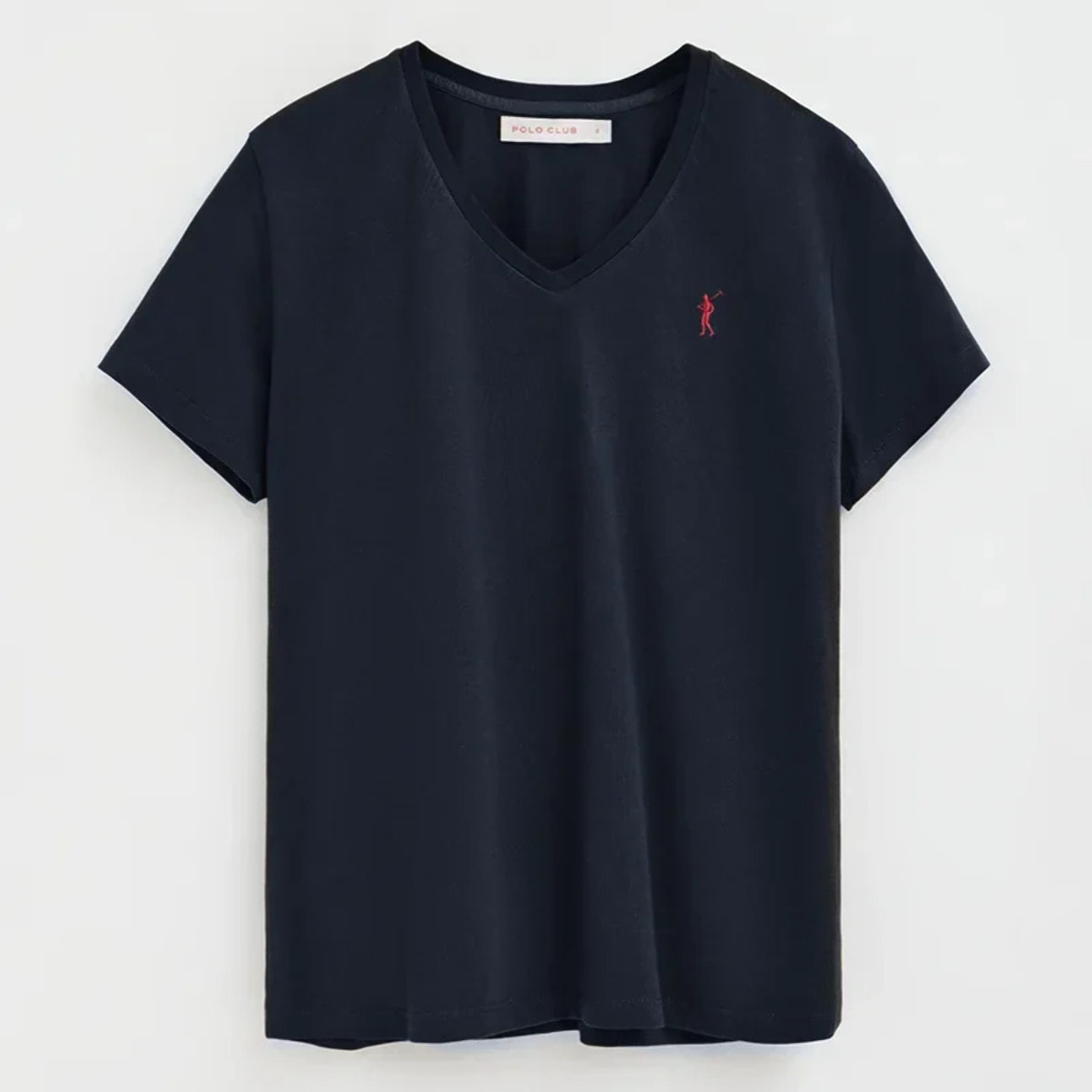 Camiseta azul marino de manga corta y cuello pico con bordado Rigby Go