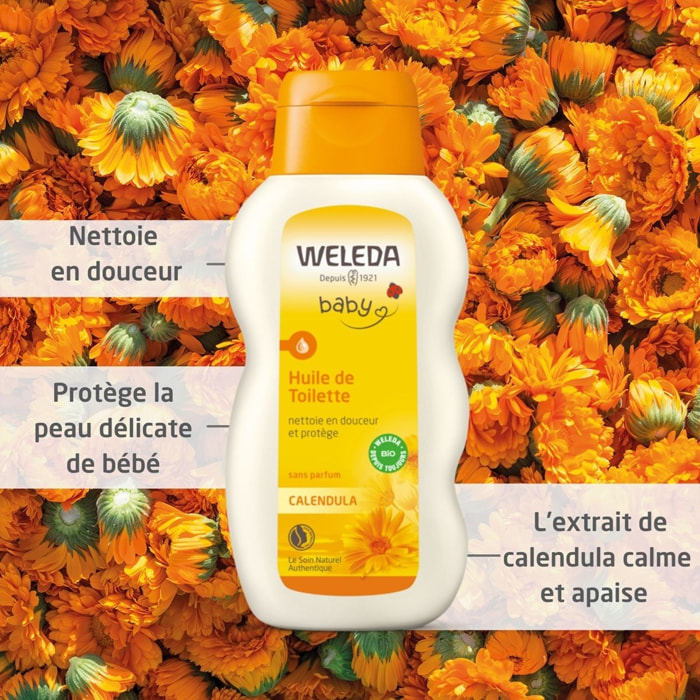 WELEDA - DUO Huile de toilette + Crème protectrice visage - pour Bébé- Certifié Natrue ** - Tube 50 ml et flacon 200ml
