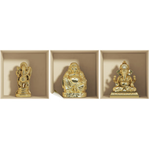 Stickers muraux 3D | Sticker Mural Autocollant effet 3D Statues Ganesh et Bouddha - Stickers adhésifs 3D Chambre Salon Trompe l'oeil