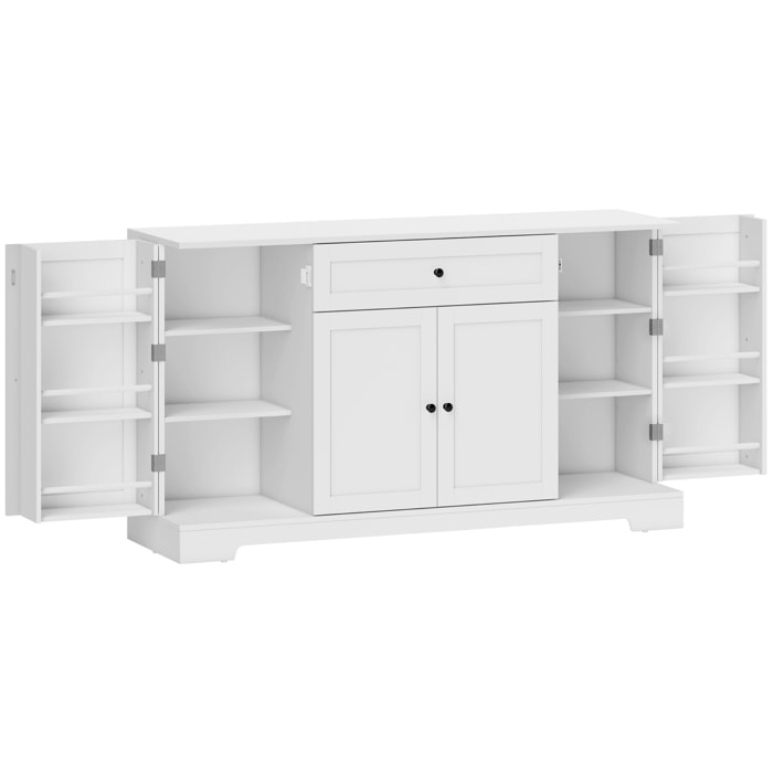 Buffet tiroir 4 portes racks-porte étagères réglables bois blanc