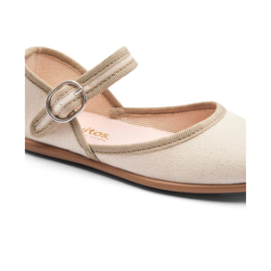 Bailarinas Niña Lona Hebilla Beige