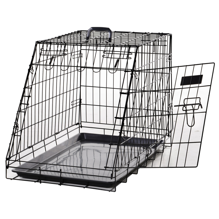 Cage de transport pour chien taille L dim. 76L x 48l x 55H cm métal noir