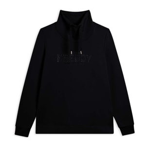 Felpa sportiva da donna con spacchi laterali e logo frontale