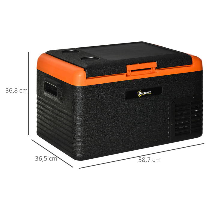 Outsunny Glacière électrique 30L portable, réfrigérateur congélateur avec poignées - dim. 58,7L x 36,5l x 36,8H cm orange et noir